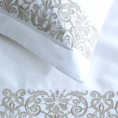 Close-up of the details of Fion Taupe Pillowcase