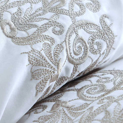 Close-up of Fion Taupe Pillowcase on a white background