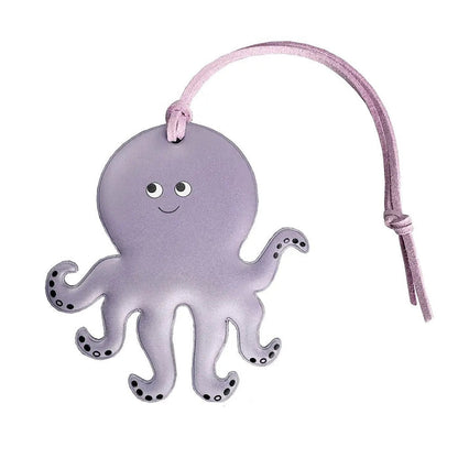 Forager Provisions LTD Firefly Sweden octopus-shaped reflective bag charm in light purple with a matching cord.