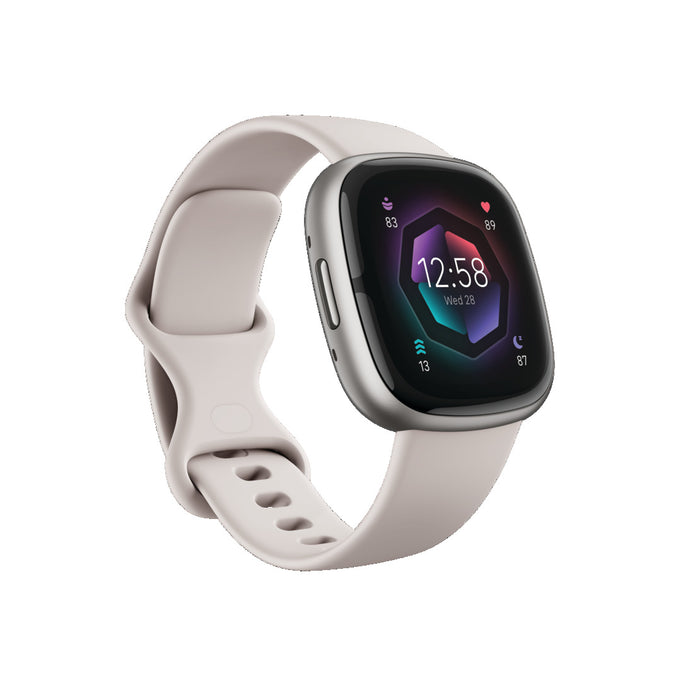 Fitbit Sense 2 Health & Fitness Smart Watch - Lunar White & Platinum | 79-FB521SRWT (7619310354620)