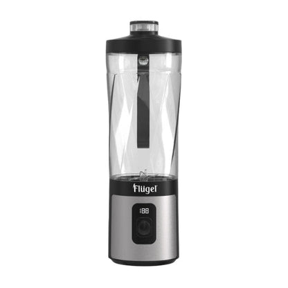 Clear blender with black accents on a white background