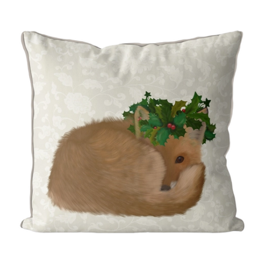Fox & Holly Crown Pillow