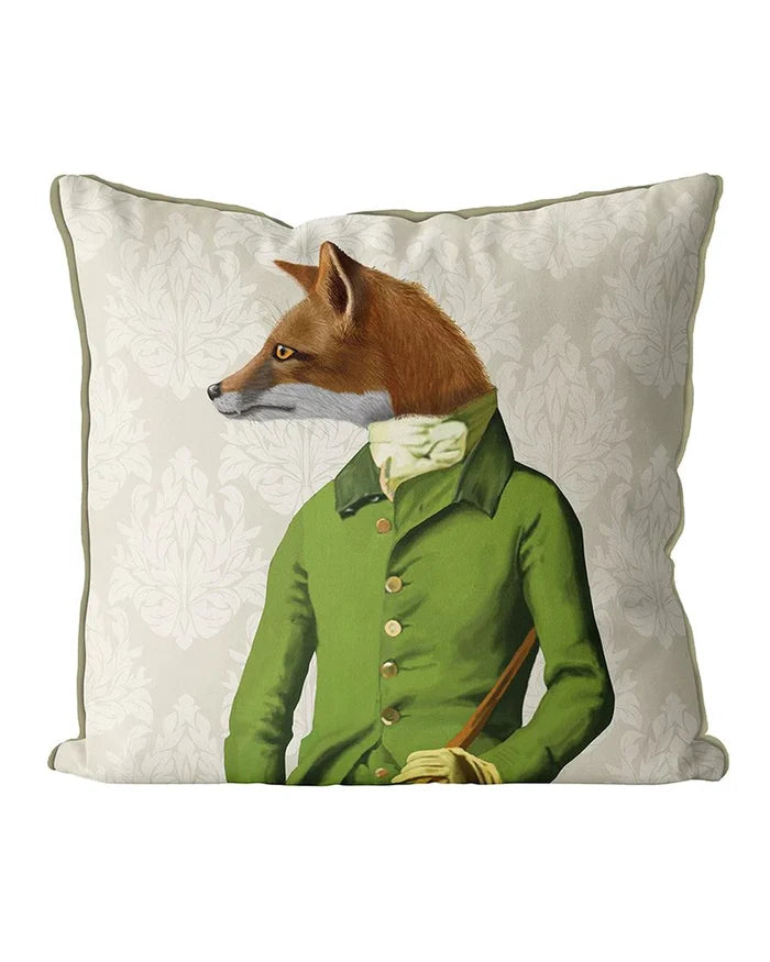 Fox in Green Jacket Pillow
