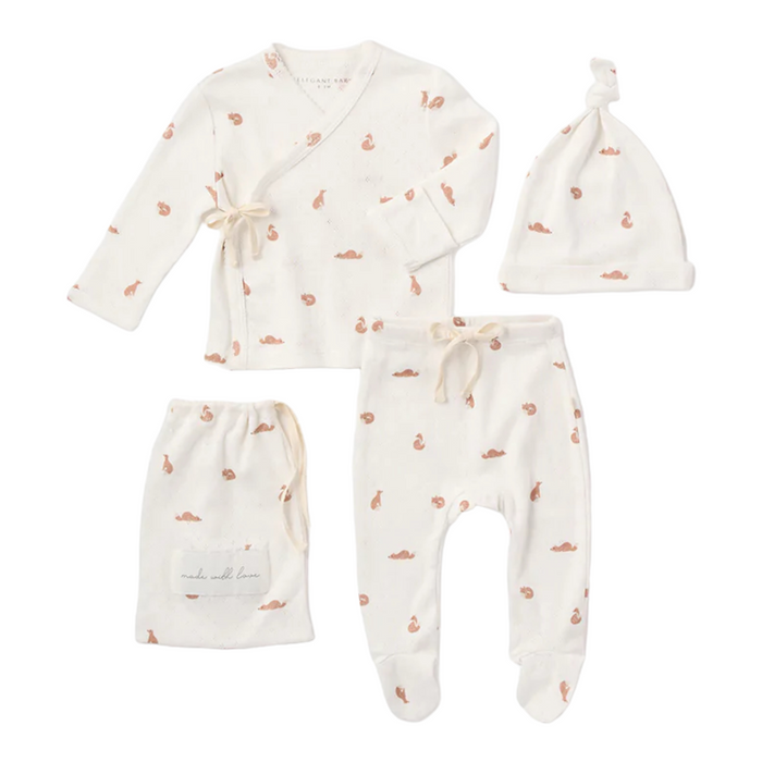 Fox Printed Organic Cotton Layette Set