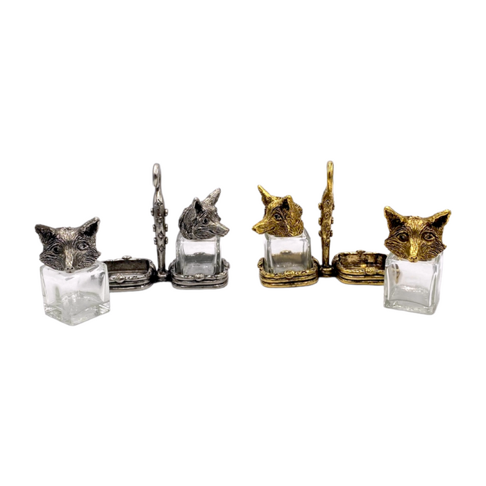 Fox Salt & Pepper Shakers with Holder Short
