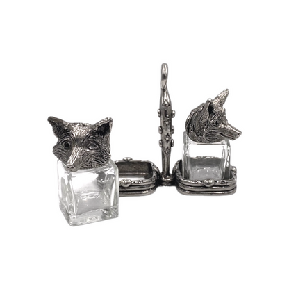 Fox Salt & Pepper Shakers with Holder Short