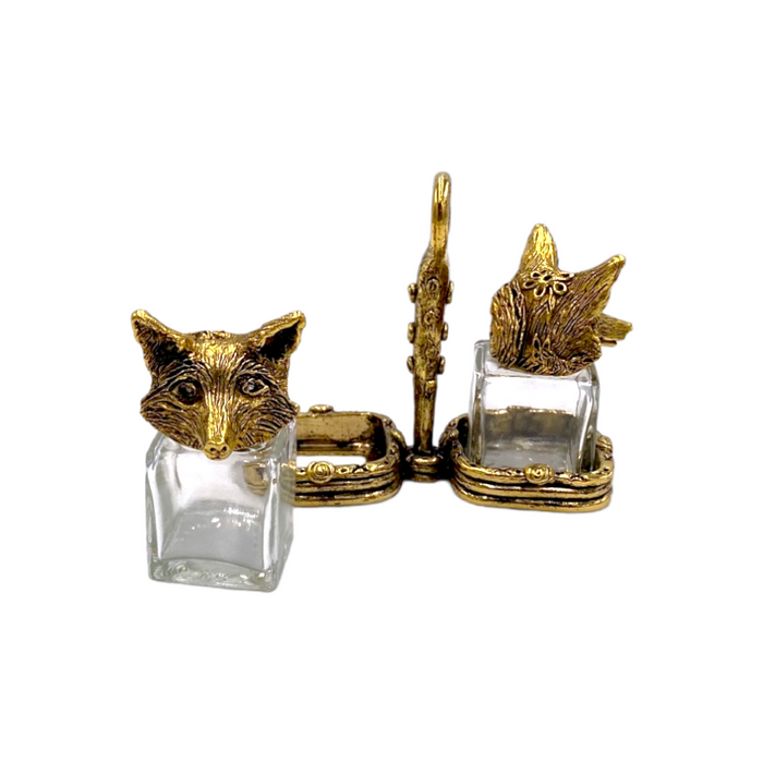 Fox Salt & Pepper Shakers with Holder Short