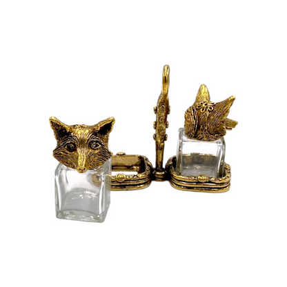 Fox Salt & Pepper Shakers with Holder Short