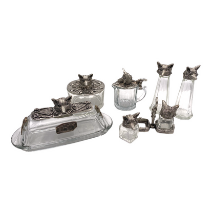 Fox Salt & Pepper Shakers with Holder Short