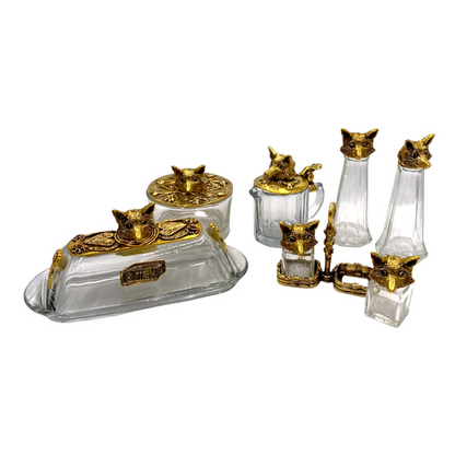Fox Salt & Pepper Shakers with Holder Short