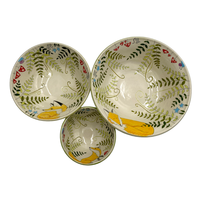 Foxes & Ferns Porcelain Bowls