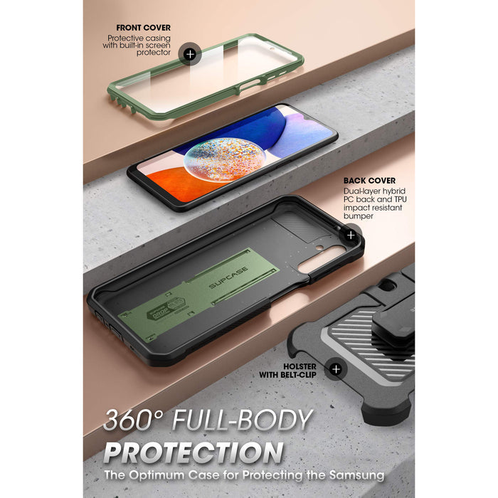 Galaxy A14 Unicorn Beetle Pro Rugged Holster Case-Dark Green