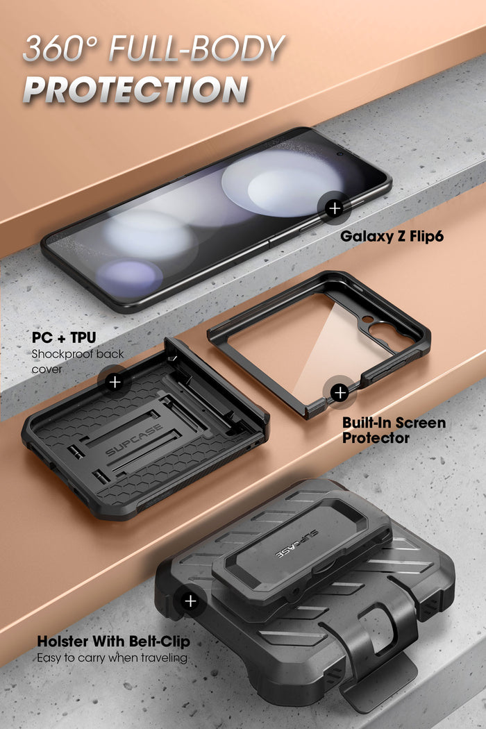 Galaxy Z Flip6 Unicorn Beetle PRO Rugged Case with Belt Clip(open box)-Black