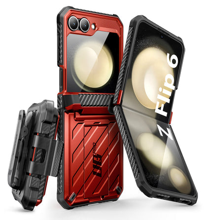 Galaxy Z Flip7 FE Unicorn Beetle PRO Rugged Case with Belt Clip-Metallic Red