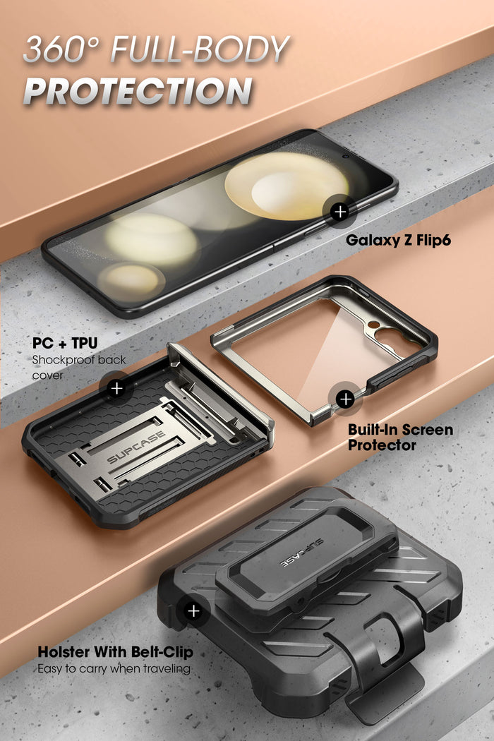 Galaxy Z Flip7 FE Unicorn Beetle PRO Rugged Case with Belt Clip-Titan Gray