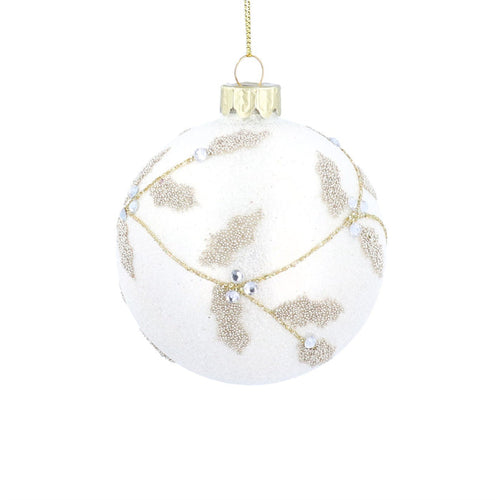 Gisela Graham Glass Bauble - Gold Beaded Holly