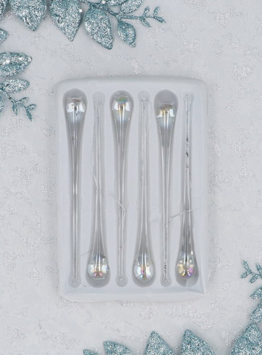 Gisela Graham Iridescent Glass Raindrop Set of 6 - 13cm