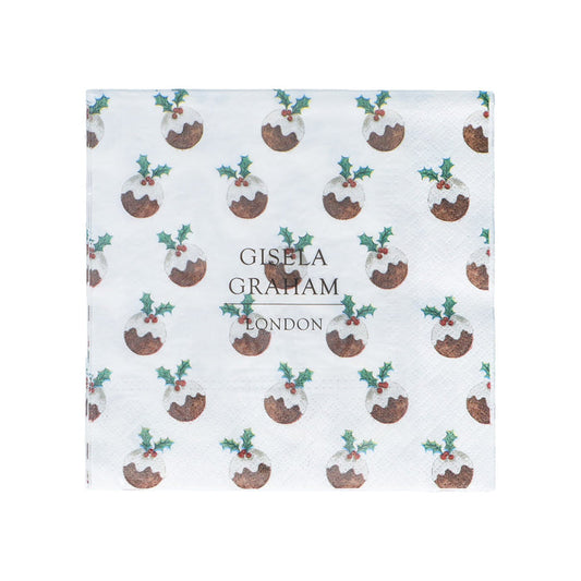 Gisela Graham Pack Of 20 Paper Napkins - Christmas Pudding
