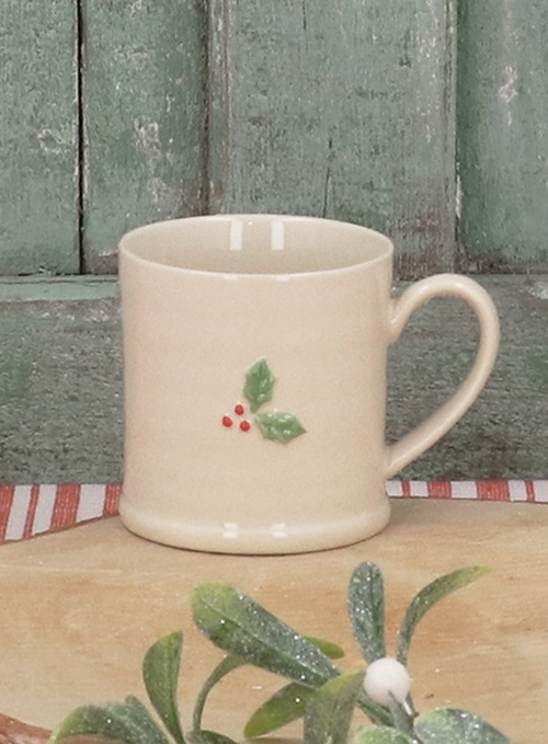 Gisela Graham Stoneware Mini Mug - Holly