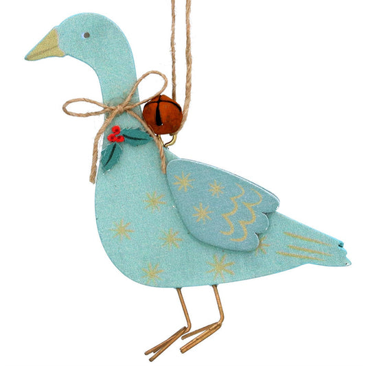 Gisela Graham Wooden Goose Christmas Decoration