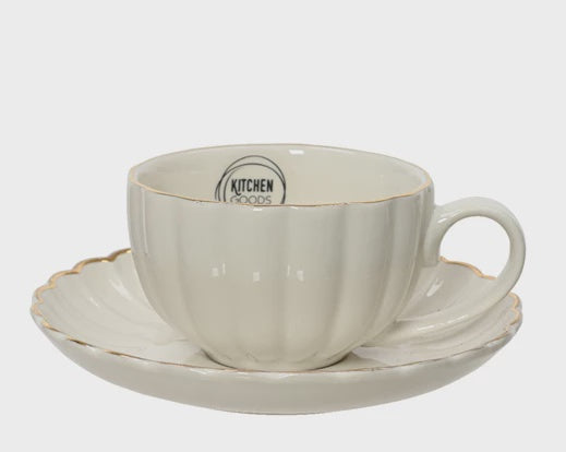 Golden Edge Fluted Cup & Saucer