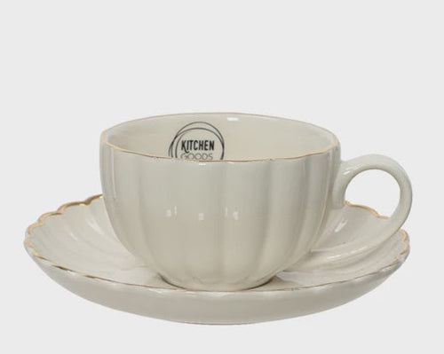 Golden Edge Fluted Cup & Saucer