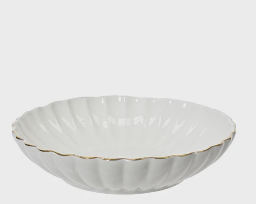 Golden Edge Fluted Pasta Bowl