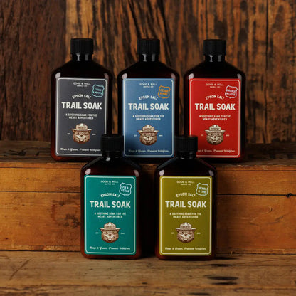 Forager Provisions LTD collection of Good & Well Supply Co Smokey Bear Epsom salt trail soaks in various scents.