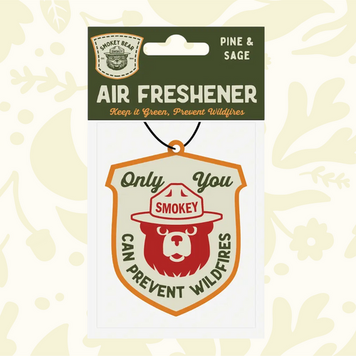 Smokey Bear Pine & Sage Air Freshener by Good & Well Supply Co—fresh scent, car freshener, promotes wildfire prevention.