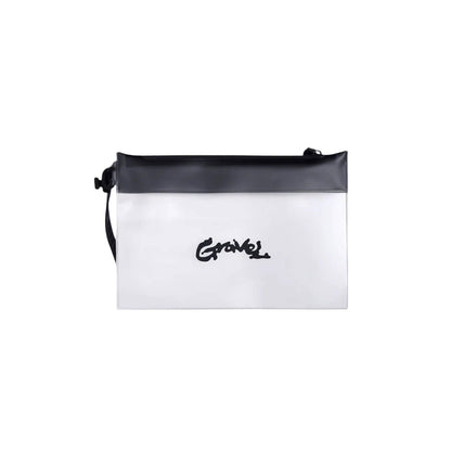 Forager Provisions LTD TSA compliant clear toiletry bag with black trim and script logo for travel and leak prevention
