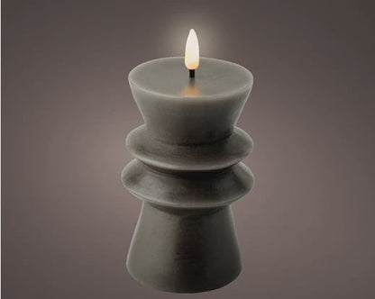 Grey Shaped Wax LED Candle - 15cm