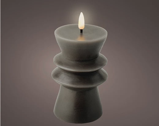 Grey Shaped Wax LED Candle - 15cm