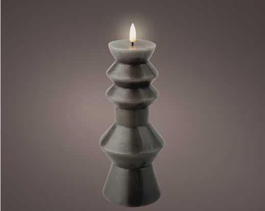 Grey Shaped Wax LED Candle - 23cm