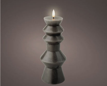Grey Shaped Wax LED Candle - 23cm