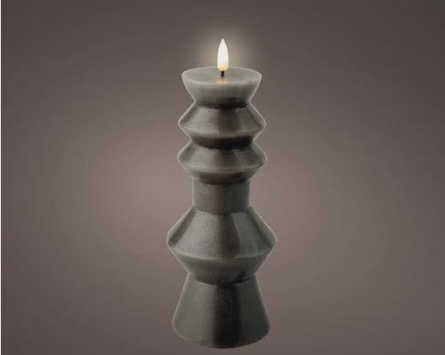 Grey Shaped Wax LED Candle - 23cm