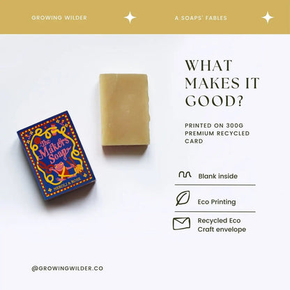 Forager Provisions LTD Growing Wilder The Makers Soap bar in Neroli & Rose scent with its decorative blue packaging.