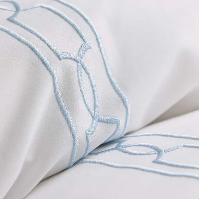 Folded Hamilton Light Blue Duvet Cover Set on a white background