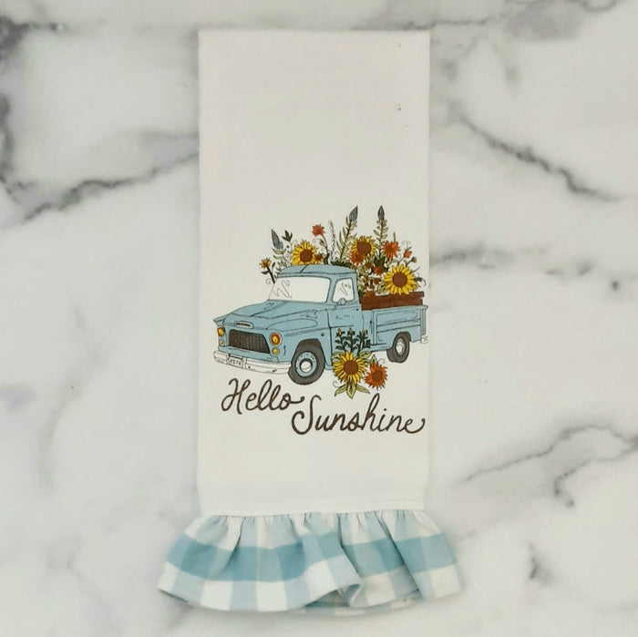 Hello Sunshine Towel with Gingham Ruffle