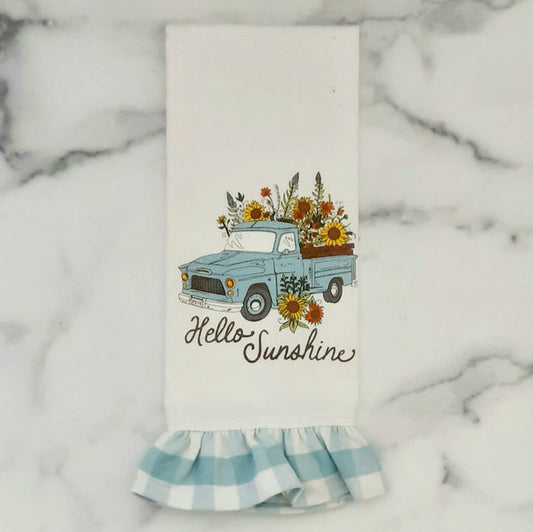 Hello Sunshine Towel with Gingham Ruffle