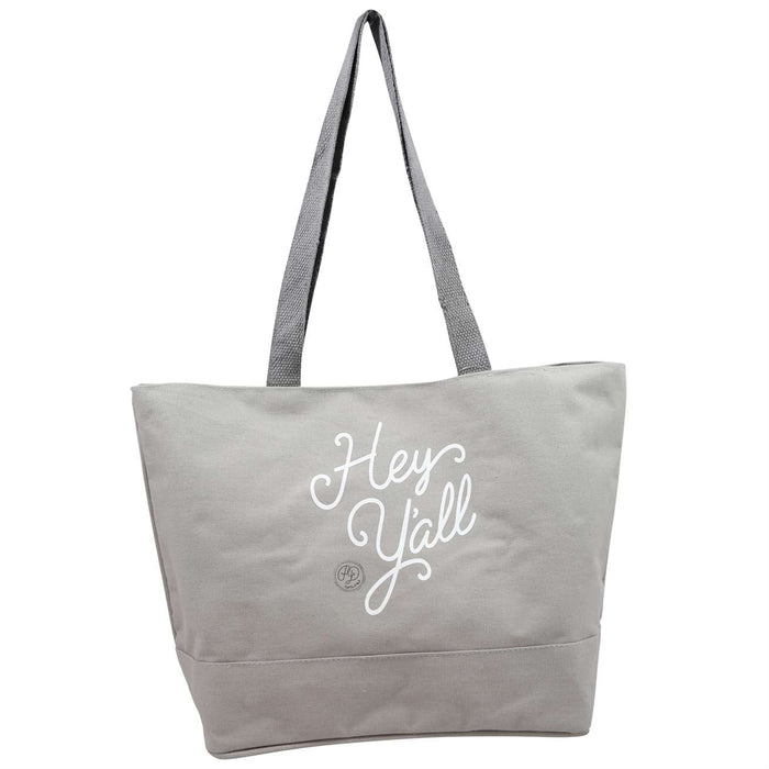 Hey Y'all Grey Canvas Tote