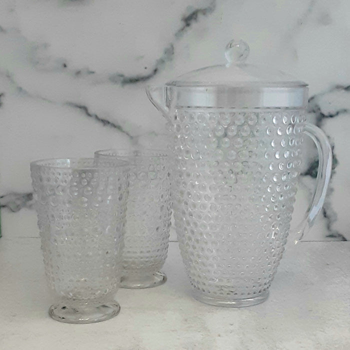 Hobnail Pitcher Clear Acrylic