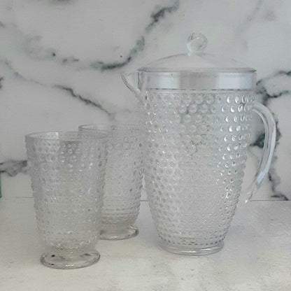 Hobnail Pitcher Clear Acrylic