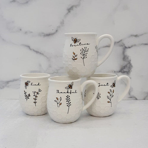 Honey Bee Mug Thankful/Kind/Just/Positive