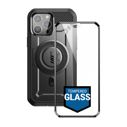 iPhone 14 Pro Max 6.7 inch Unicorn Beetle PRO MAG Rugged Case with Tempered Glass-Black