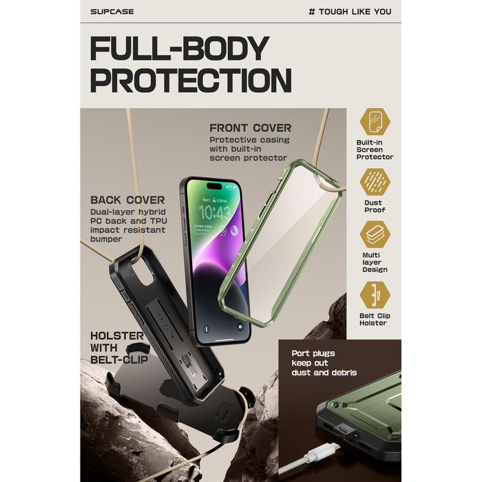 iPhone 15 6.1 inch Unicorn Beetle PRO Rugged Case-Dark Green