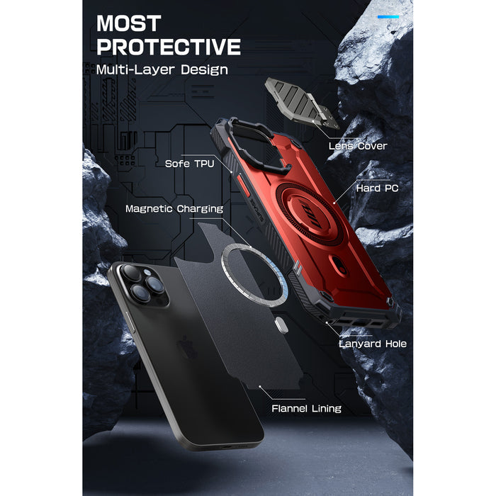 iPhone 15 Pro Max 6.7 inch Unicorn Beetle MAG XT MagSafe Case-Metallic Red