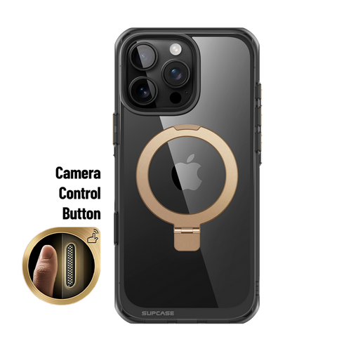 iPhone 16 Pro Max 6.9 inch Unicorn Beetle MAG Stand Slim Clear MagSafe Camera Control Button Case-Black/Gold