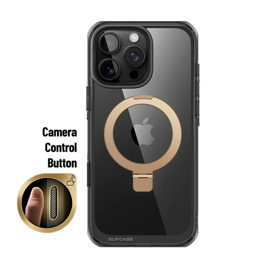iPhone 16 Pro Max 6.9 inch Unicorn Beetle MAG Stand Slim Clear MagSafe Camera Control Button Case-Black/Gold