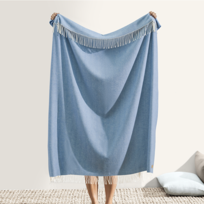 Italian Herringbone Throw Chambray