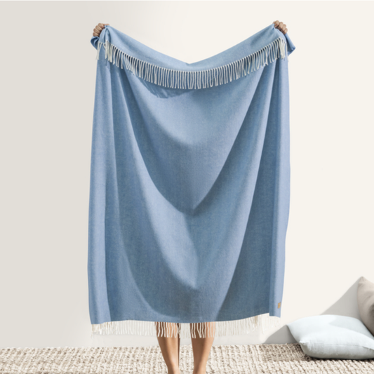 Italian Herringbone Throw Chambray
